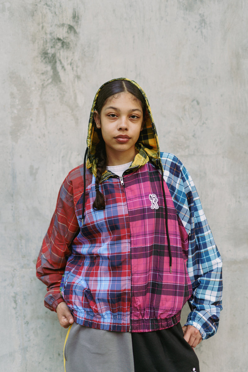 Plaid Windbreaker Zip Up
